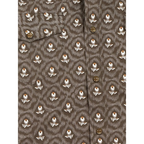 Vtg Gibson Trading Co Long Sleeve Shirt Men's Sz M Western Pearl Snap Brown - Picture 3 of 5